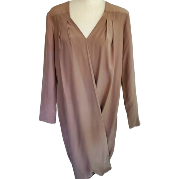 Revolve | Amanda Uprichard Long Sleeved Silk Foldover Dress - Picture 2 of 11